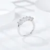 クラスターリングBOEYCJR 925シルバーDカラー3.5mmトータル1.0ct Moissanite VVS1シンプルデザイン結婚指輪マッチングバンド