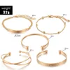 Simple Métal Perles Vague Motif Manchette Bracelet Or Croix Ouvert Réglable Bracelet Ensemble Femmes Mode Sauvage Bracelet Bijoux Cadeau Q0719