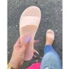 Pantoufles femmes Transparent gelée chaussures dames rose diapositives femmes solide toboggan plat extérieur plage 2021 été D30