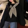 Kimutomo zoete vrouw truien herfst winter korea chique vrouwelijke losse o-hals patchwork lange mouw pullover mode 210521