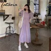 Vintage Ruff Sleeve Dreeses Women Square Collar Lace Up Bow Loose Soft Girl Summer Drees Fashion Pleated Female Vestidos 210514