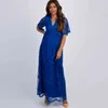 Jastie col en V femmes Maxi robe bohème broderie dentelle longue tunique robes de plage été à manches courtes vacances femmes vêtements 210419