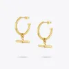 Enfashion stick bar dangle örhänge kvinnor rostfritt stål kolczyki öron guld färg mode smycken 2021 gåvor e211237