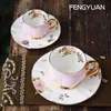 European Luxury Cup Ceramic Gold Rim and Saucer Set Fashion Bone China Mug Taza Cafe Espresso Tea Cups AC50BD