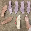 Puntige neus smalle band sandalen vrouwen massief platte med hoge kitten hakken gladiator sandalias fee stijl open teen slippers zapatos y0721