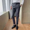 Sommer Herren Anzug Hosen Casual Slim Fit Weiß Schwarz Hochzeit Kleid Hosen Männer Anzug Hosen Business Formale Kleid Hosen für Männer 210528