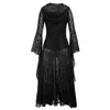 Casual klänningar svart halloween punk klänning cosplay kvinnor sexig spets goth lång 2021 viktoriansk vintage retro steampunk gothic hooded2266