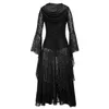 Casual Kleider Schwarz Halloween Punk Kleid Cosplay Frauen Sexy Spitze Goth Lange 2021 Viktorianischen Vintage Retro Steampunk Gothic Hooded209k