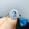 Cluster Rings Natural Real Blue Safir Luxury Ring per smycken 925 Sterling Silver 4 * 6mm 0.6ct ädelsten Fine T21473