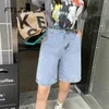 Wide Leg Blue Denim Shorts Kvinnor Sommar Retro Baggy High Waisted Black Jeans Kvinna Streetwear Casual Pants 210525