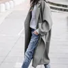 Women's Wool & Blends Loose One Button Regular Lapel Overcoat Solid Color Fashion Womens A Buckle Thicken Warm Casual Long Woolen Coat Tess2