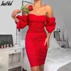 Wydruk solidny kwiat Off Ramię Sexy Sukienka Kobiety Party Night Clubwear Bodycon Suknie Moda Rewolucjonistki Suknie Ladies Vestidos 210514