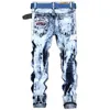 Denim Designer Loch MOTO BIKE Jeans Hohe Qualität Zerrissene für Männer Größe 28 38 40 42 2021 Herbst Frühling HIP HOP Punk Streetwear 210330