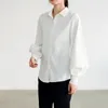 Blouse Women Spring Summer Turn-down Collar Lantern Sleeve Ladies Shirt White Tops Vintage Long Button Black 210522