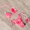 RXRXCOCO Traje de baño Mujeres Tie Dye Traje de baño Sexy Push Up Micro Bikinis Set Natación Traje de baño Ropa de playa Bikini brasileño 2021 X0522