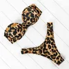 Bikinis sexig leopard bandeau bikini set baddräkt badkläder kvinnor baddräkt maillot de bain femme push up brasilian biquini 210629