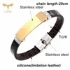 Bangle Classic Men's Black Silicone Armband Eenvoudige roestvrijstalen accessoires Initial mode pols sieraden