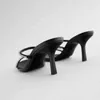 Сандалии LMCavasun Женская обувь Черный квадратный головной горный хрусталь аксессуары высокие каблуки сандалии 220121