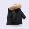 OLEKID Winter Down Jacket For Boys Real Raccoon Fur Thick Warm Baby Outerwear Coat 2-12 Years Kids Teenage Parka 211203