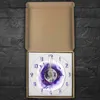 壁の時計ザトウクジラと月の印刷されたアクリルクロック紫色のファンタジーアートワーク時計のリビングルームサイレントクォーツ2555062のための壁