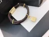 Designer Jewelry Leather Bracelets Men Charm Bracelet with Gold hardware For Women Hand Strap Brown Flower Pattern Fashion