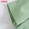 Mujeres Green Blazer Coat Manga corta Cuello con muescas Bolsillo Moda Mujer Casual Chic Tops JE59 210416