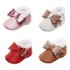 First Walkers Winter Toddler Baby PU Leather Shoes Non-slip Footwear With Bow Born Infant Soft Crib Children Sneakers