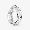 100% 925 Sterling Silver Crossover Pave Triple Band Trouwring voor Dames Mode Engagement Sieraden Accessoires