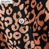 Kvinnor vintage leopard tryck båge bundna sashes tröja klänning chic kvinnlig långärmad avslappnad vestido kläder DS4911 210416