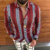 Plus size 3xl mans outono blusa casual camisa impressa manga longa bluse moda mola blusa mens Cardigan havaiano camisas