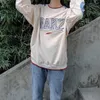 Långärmad T-shirt Hip Hop Men Kvinnor Samhälle Vintage All-Match Vår Höst Top Student Koreanska Loose Sports Streetwear Shirts 210623
