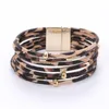Bracelets à breloques Bracelet en fil de mémoire en cuir léopard Multilayer Wrap Wide Women Jewelry