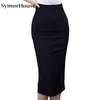 plus size black midi skirt