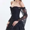 Women's Shapers Women Steampunk Corset Sexy Long Sleeve Lace Corselet Up Bustiers Korset For Posture Party Club Wedding Slim