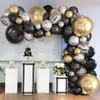 Svart guld ballong garland båge konfetti latex baloons examen glad 30th 40th 50th födelsedagsfest dekor vuxna baby shower 220217