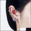 Stud Earrings Jewelry Qoolady Asymmetric Sparkly White Luxury Long Cubic Zirconia Crystal Climber Ear Cuff Brides Star E068 210323 Drop Deli