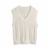 Femmes élégantes Sweet Pearl Pulls Gilet Mode Dames Col V Tricoté Tops Streetwear Femelle Chic Beige Hollow Out Pull 210427