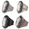 Anillos de banda Gran abalorio de perlas de agua dulce Pavé de diamantes de imitación en gris Negro Rosa Verde Cuero de serpiente Envoltura Puño abierto Ajustable Unisex