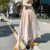 春の夏の韓国のファッションハイウエストレディースジュープ210520のための女性のビンテージレースのパッチワークのプリーツのスカートの女性