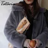 Kış Kürk Kadınlar Kabarık Sıcak Uzun Kollu Giyim Kadın Kalınlaşmış Kısa Ceket Gevşek Zarif Palto 210514
