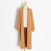 Street Style Solid Färg All-Match Kvinnors Cardigan Med Lång Imitation Mink Fur Regular Standard 210416