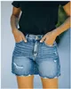 Zomer vrouwen casual lichtblauw gat jeans denim shorts feminino 210621