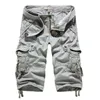 Summer Cargo Shorts Men Casual Workout Military 's Multi-pocket Calf-length Short Pants ( Belt is not included ) 210713
