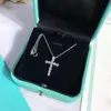 Luxurys Designers necklace women jewelry high quality Sterling Silver classic cross key diamond lady clavicle chain sweater style