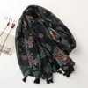 Baumwolle Blumenschal Schal mit Quasten Damen Mode Strand lange Schals große muslimische Kopfwickel
