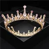 Barokowy Vintage Królewska Królowa Królowa Okrągły Kryształ Ślub Korona Bridal Tiaras i Korony Diadem Bride Włosy Akcesoria Biżuteria 210707