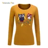 Yolanda Paz autumn winter female cartoon owl pattern long sleeves o-neck knitted pullover high quality women sweater 211011