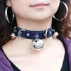 Tinkle Bell Pendant Stud Rivets bondage PU Syntetisk läder Choker Collar Halsband Punk Harajuku smycken Stage Batcave Goth Chokers