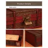 Retro Wooden Storage Box with Lock Ornaments Home Decoration Desktop Book Organizer Jewelry Boxes Antique Cosmetic Box Household H1102