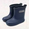 Kids Boy rubber Rain Boots Girls Boys children Ankle Rainboots Waterproof shoes Round toe Water Shoes soft Rubber 211227